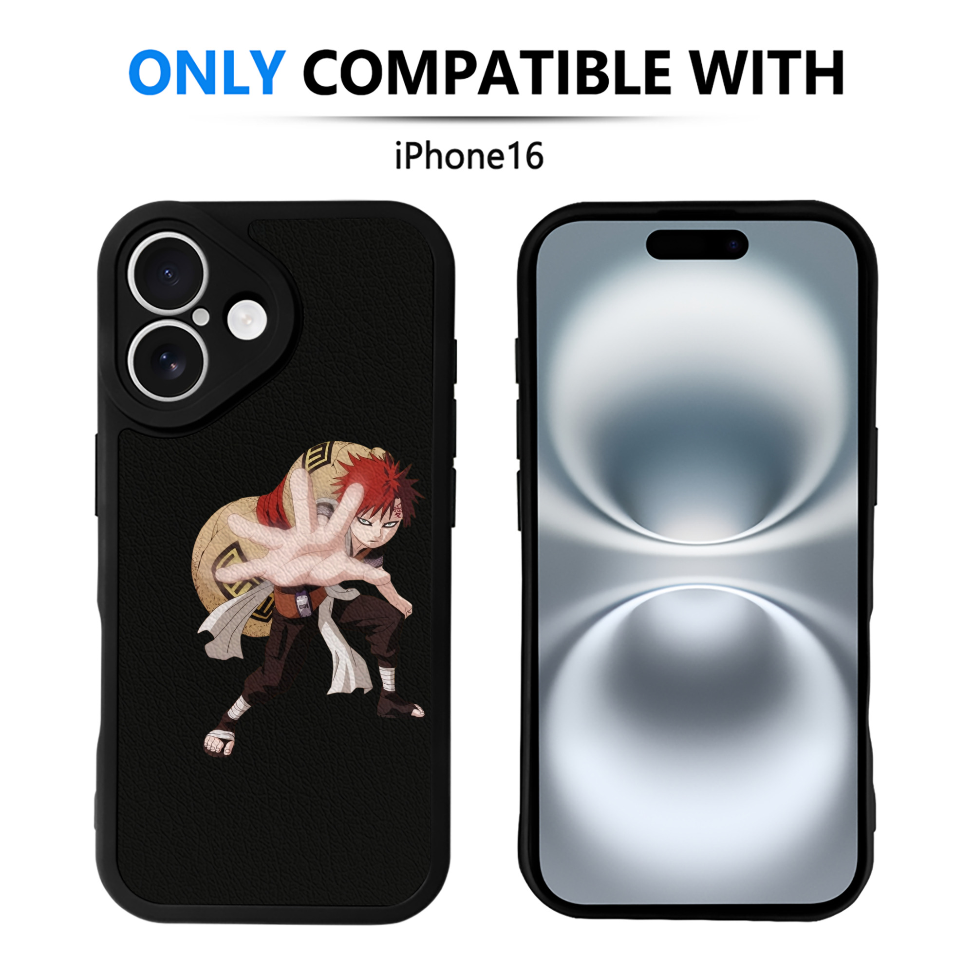 （画像用） NARUTO -ナルト- ガアラ Gaara 【iPhone 16シリーズ対応】シリコンスマホケース（レザー調） 材質：シリコン